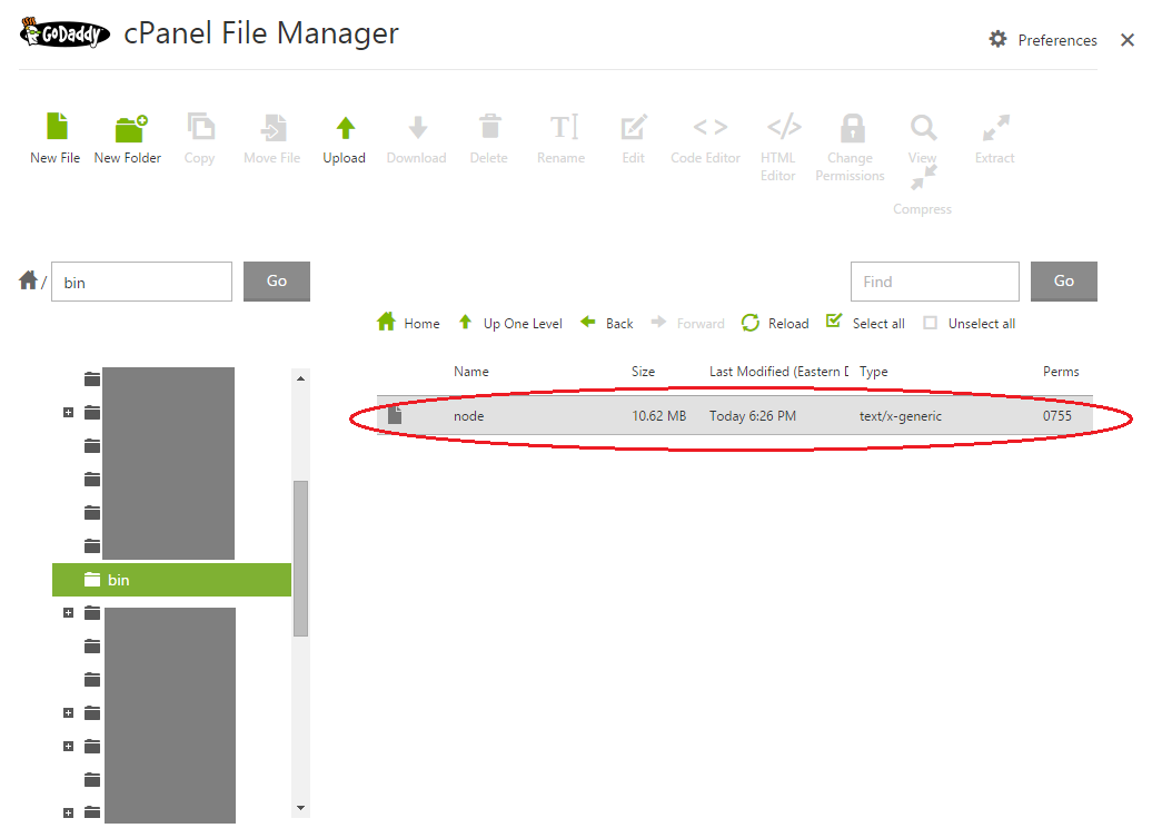 Upload node.js executable