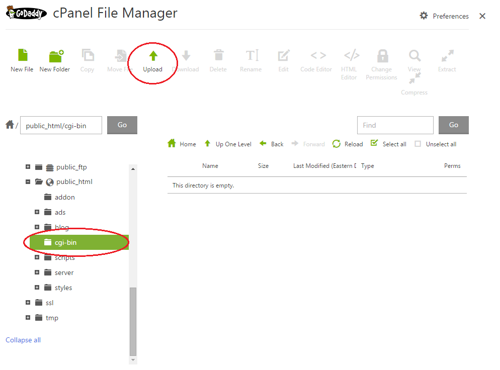 Select cgi-bin under public_html